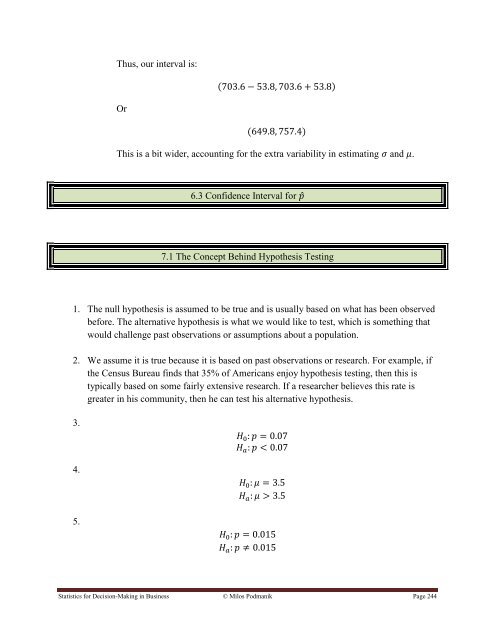 Statistics for Decision- Making in Business - Maricopa Community ...