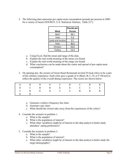 Statistics for Decision- Making in Business - Maricopa Community ...