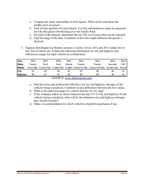 Statistics for Decision- Making in Business - Maricopa Community ...