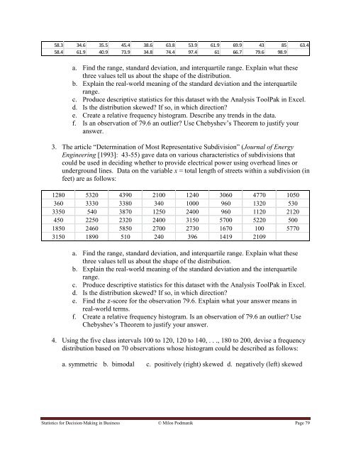 Statistics for Decision- Making in Business - Maricopa Community ...