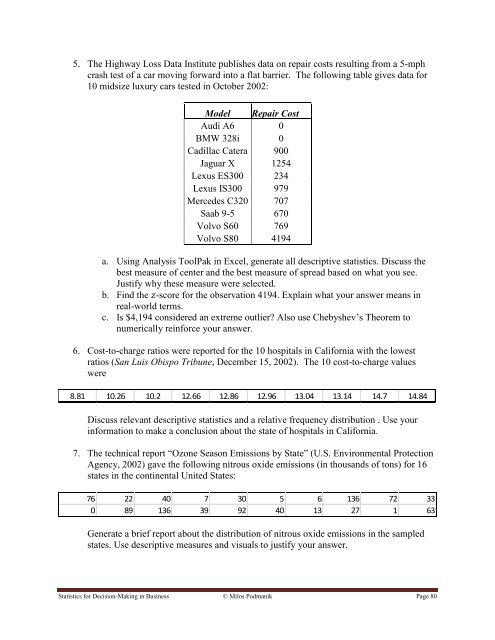 Statistics for Decision- Making in Business - Maricopa Community ...