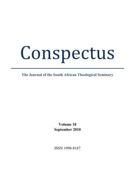 Conspectus, vol. 10.pdf - South African Theological Seminary