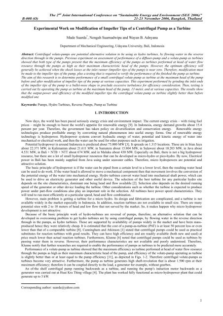 Experimental Work on Modification of Impeller Tips of a Centrifugal ...