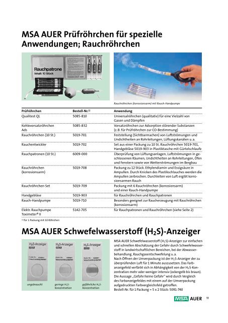 MSA AUER Kurzzeit-Prüfröhrchen - Köster & Bömcke GmbH & Co.KG