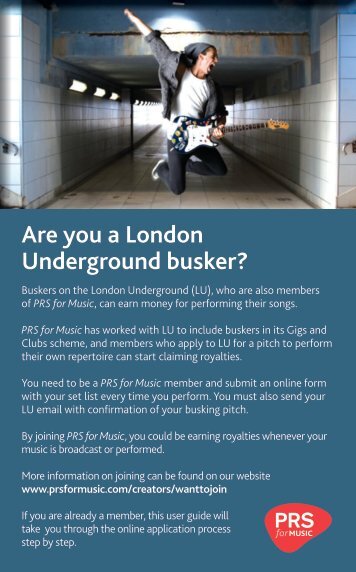 London Underground Buskers guide. - PRS