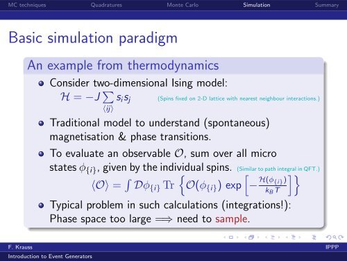 Lecture 1 (The Monte Carlo principle) - Institute for Particle Physics ...