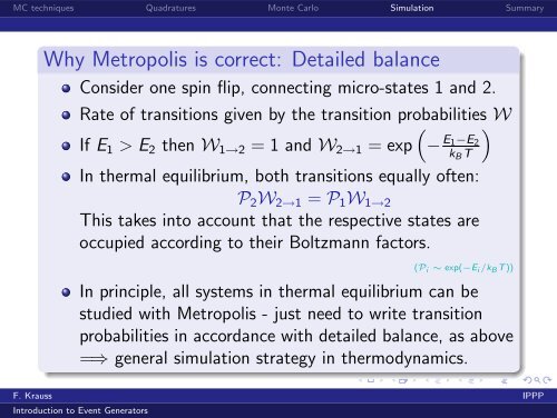 Lecture 1 (The Monte Carlo principle) - Institute for Particle Physics ...