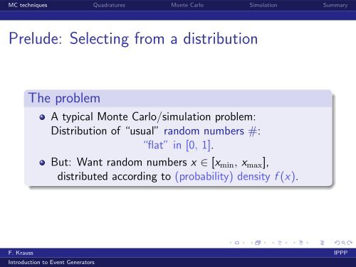 Lecture 1 (The Monte Carlo principle) - Institute for Particle Physics ...