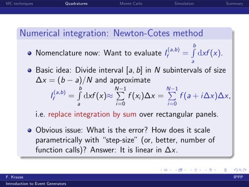 Lecture 1 (The Monte Carlo principle) - Institute for Particle Physics ...