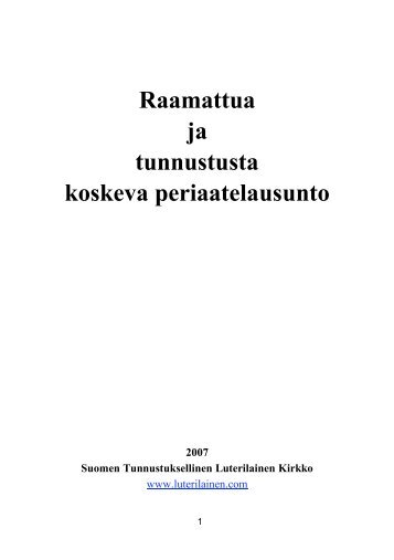 Lue kirja pdf-muodossa - Suomen Tunnustuksellinen Luterilainen ...
