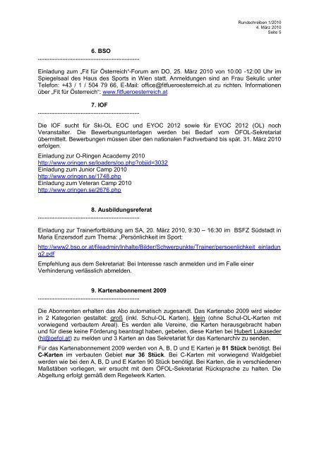 Rundschreiben 1/2010 – 04. März 2010 - ÖFOL