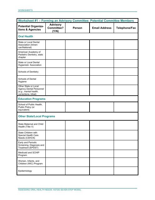 Worksheet #1 â Forming an Advisory Committee - Association of ...