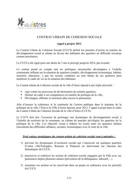 CONTRAT URBAIN DE COHESION SOCIALE - Istres