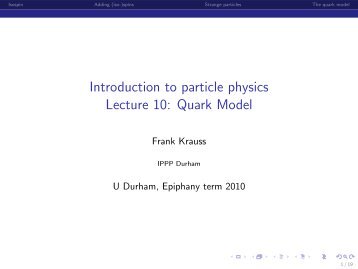 Introduction to particle physics Lecture 10: Quark Model