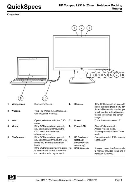 HP Compaq L2311c 23-inch Notebook Docking Monitor