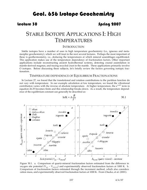 Lecture 30: Stable Isotope Applications I