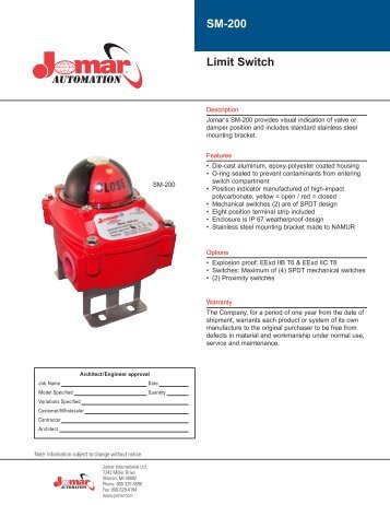 SM-200 Limit Switch - GFI Stainless