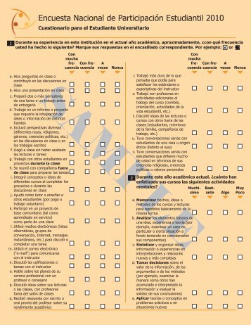 Encuesta Nacional de ParticipaciÃ³n Estudiantil 2010 - NSSE