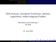 Shift-Invarianz, periodische Funktionen, diskreter Logarithmus ...