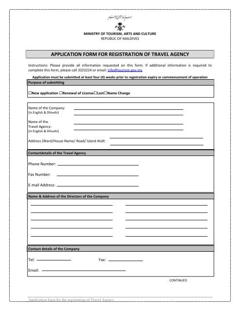 Application for Travel Agency Registration - English (PDF)