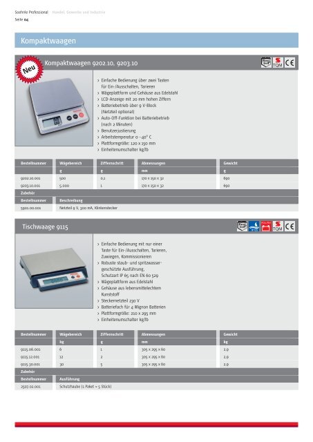 HANDEL, GEWERBE & INDUSTRIE - Soehnle Professional