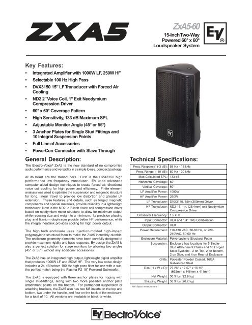 ZxA5-60 Data Sheet - Northern Sound & Light