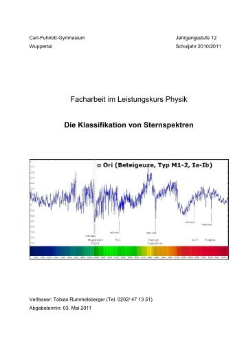 Die Klassifikation von Sternspektren - DIDAKTIK DER PHYSIK