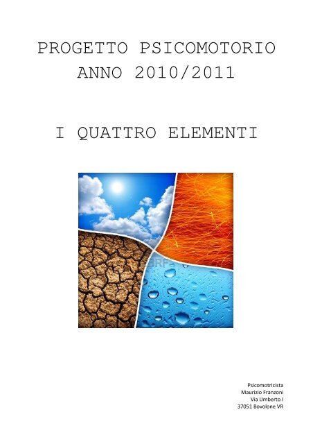 progetto psicomotorio anno 2010/2011 i quattro elementi