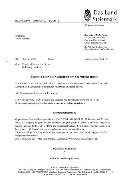 Bescheid Ã¼ber die Aufhebung der ... - Gemeinde Gralla