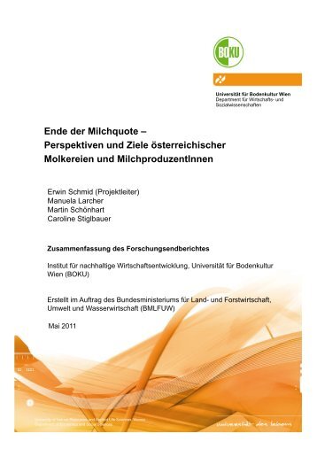 Milchquotenstudie BOKU Zusammenfassung - Lebensministerium