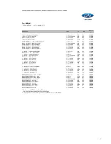 S-MAX prislista pdf - Upplands Motor
