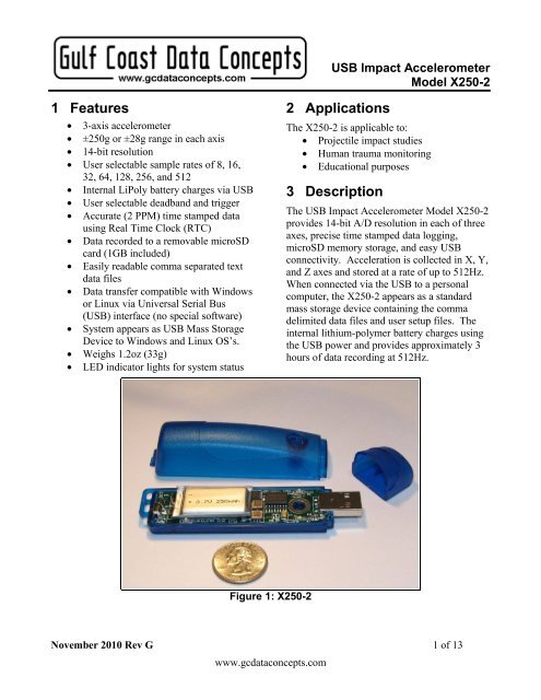 Usbc Accelerometer USB Accelerometer X250-2 - Gulf Coast Data Concepts, LLC