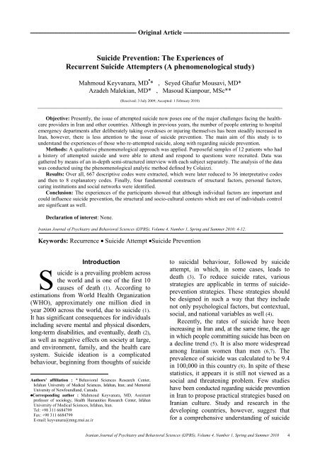 08= Keyvanara - Iranian Journal of Psychiatry and Behavioral ...