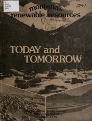 Montana's renewable resources : today and tomorrow