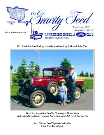Vol. 30 #4 July -August, 2004 - Lakeshore Model A Ford Club