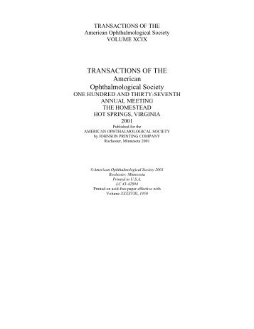 AOS Transactions 2001 - The American Ophthalmological Society
