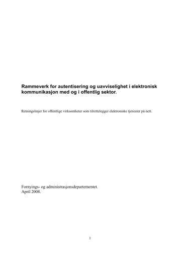 Rammeverk for autentisering og uavviselighet i elektronisk ... - NSM