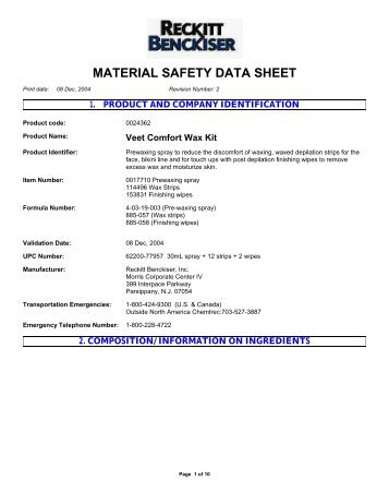 MATERIAL SAFETY DATA SHEET - Compliance Resource Center