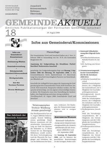 GEMEINDEAKTUELL - Gemeinde Jonschwil