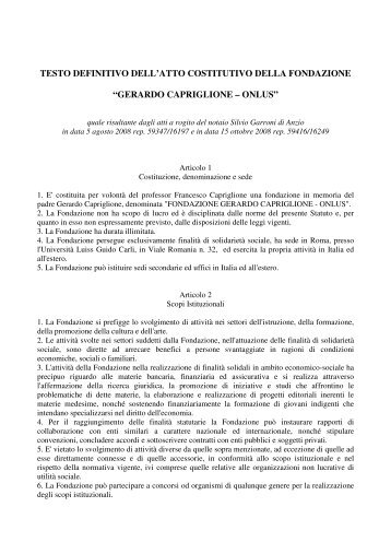 Statuto - Fondazione Capriglione Onlus - Luiss