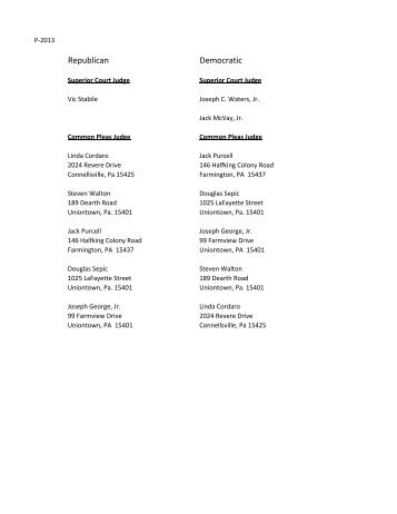 P-2013 Candidate list .xlsx - Fayette County