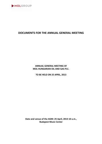 DOCUMENTS FOR THE ANNUAL GENERAL MEETING