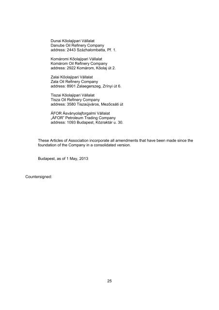 MOL Plc. was founded under the Act No. VI of 1988 as amended ...