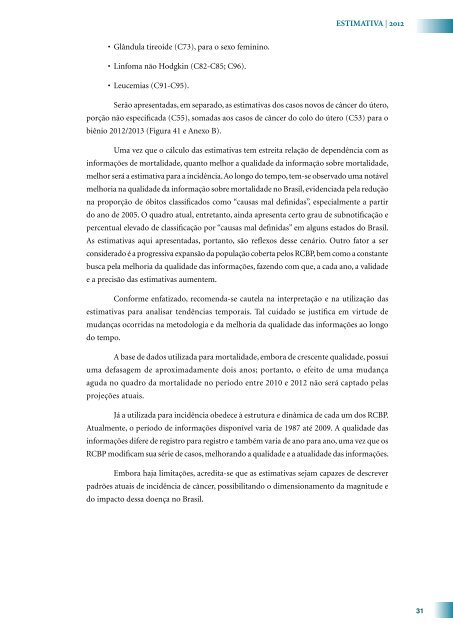 Estimativa 2012: Incidência de Câncer no Brasil 