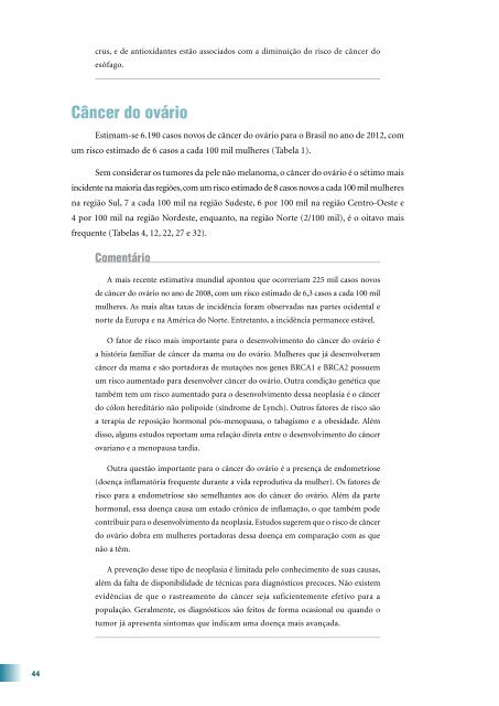 Estimativa 2012: Incidência de Câncer no Brasil 