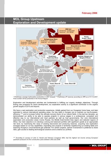 MOL Group Upstream Exploration and Development update