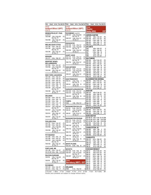 TIMETABLE - Airtran Airways