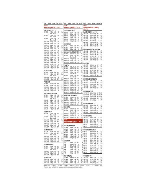 TIMETABLE - Airtran Airways