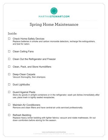 Spring Home Maintenance Checklist - Martha Stewart