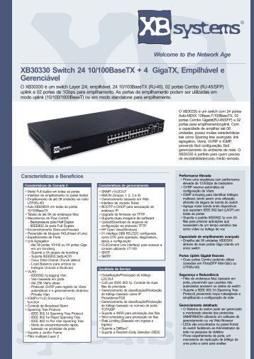XB30330 Switch 24 10/100BaseTX + 4 GigaTX, EmpilhÃ¡vel e ...